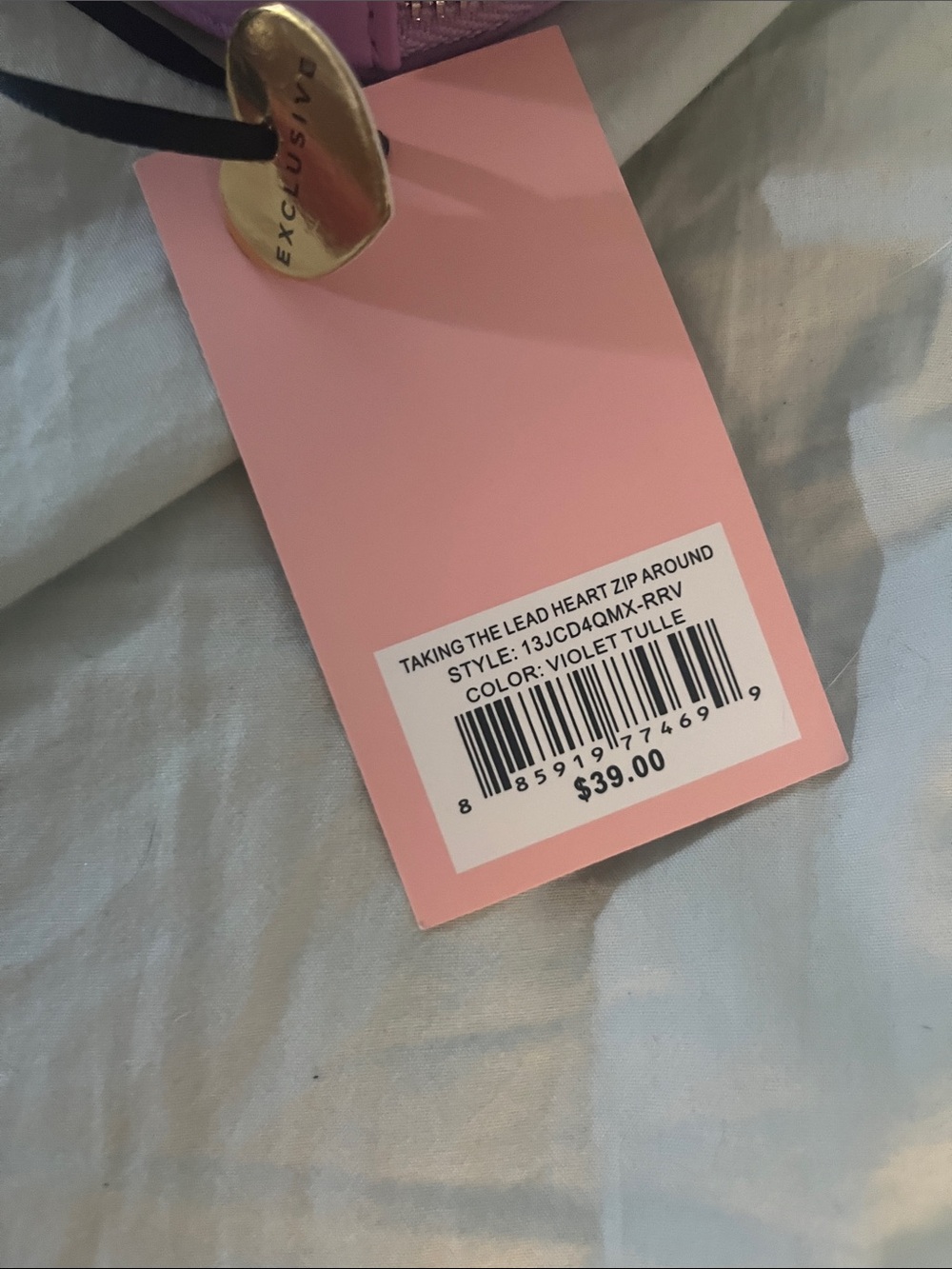 NWT Juicy Couture Pink Heart Crystal-Logo Key & Card Holder - Picture 3 of 5